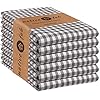 Native Fab 6 Pack Gingham Farmhouse Kitchen Dish Towels Cotton Absorbent Durable Washable 15x25 - Tea Towels, Dish Cloths, Restaurant Cleaning Towels, Kitchen Towels with Hanging Loop, Grey White