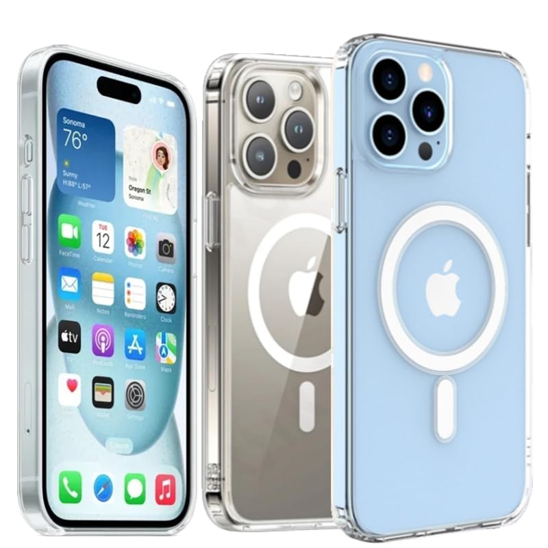 VOLTTA Clear Compatible Case for iPhone 15/16 Plus/Pro/Pro Max, Transparent Protective Cover with Magnetic Ring iPhone case (iPhone 15 Pro Max)