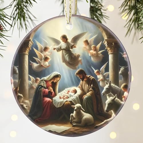 Ornement de la Nativité, Scène de la Nativité Ornement, Deco Noel Sapin, Ornement de la Nativité en Acrylique, Arbre de Noël Ornements Chrétiens...