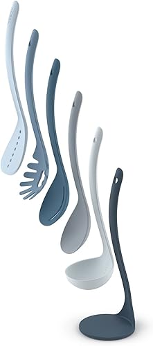 Miniatura 9 de Joseph Joseph 10526 Nest Utensils - Juego de herramientas de cocina apilables compactas con soporte de almacenamiento magnético de nailon, 5 piezas,