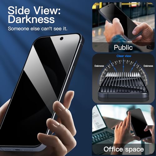 Image of NEW'C 3 Pack Privacy for iPhone 15 Pro, iPhone 15 Screen Protector (6.1 inch), Balanced 35-Degree Privacy Angle with Eye Protection, Ultra Durable 9H Hardness, Bubble-Free