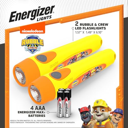 Image of Energizer Rubble & Crew Flashlight for Kids, 2 Pack, 15 Lumens, Handheld LED Kids Light That Runs on 2 AAA Batteries