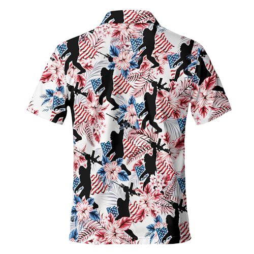 Funny Golfs Pattern Polo Shirts for Men Tropical Vintage Shirts Mens Polo Shirts Short Sleeve Button Up Golf Shirts for Men3