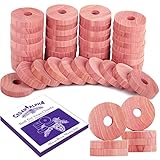 CEDAR ALPHA 30 Pk 2' Cedar Rings for Hangers, Cedar Blocks for Clothes Storage and Drawers