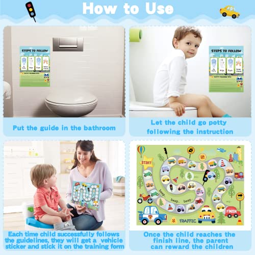 Cocnny 29Pcs Potty Training Chart With Vehicle Sticker Rewards For Toddler Girls Boys, Transportation Theme Potty Training Stickers Chart, Toilet Training Step Behavior Planner For Bathroom Wall Decor #TOP2