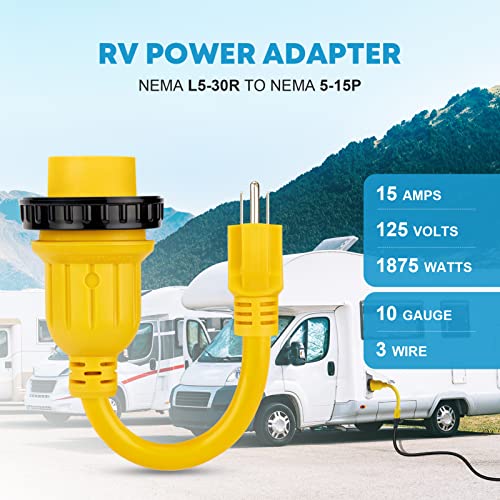 Image of Kohree 30 Amp to 15 Amp 110V RV Adapter