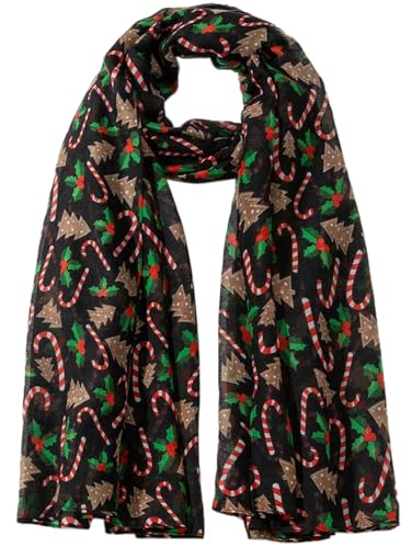 Women Christmas-Scarf Christmas-Shawl-Warp Soft Chiffon Lightweight-Infinity Scarves for Fall Winter Spring