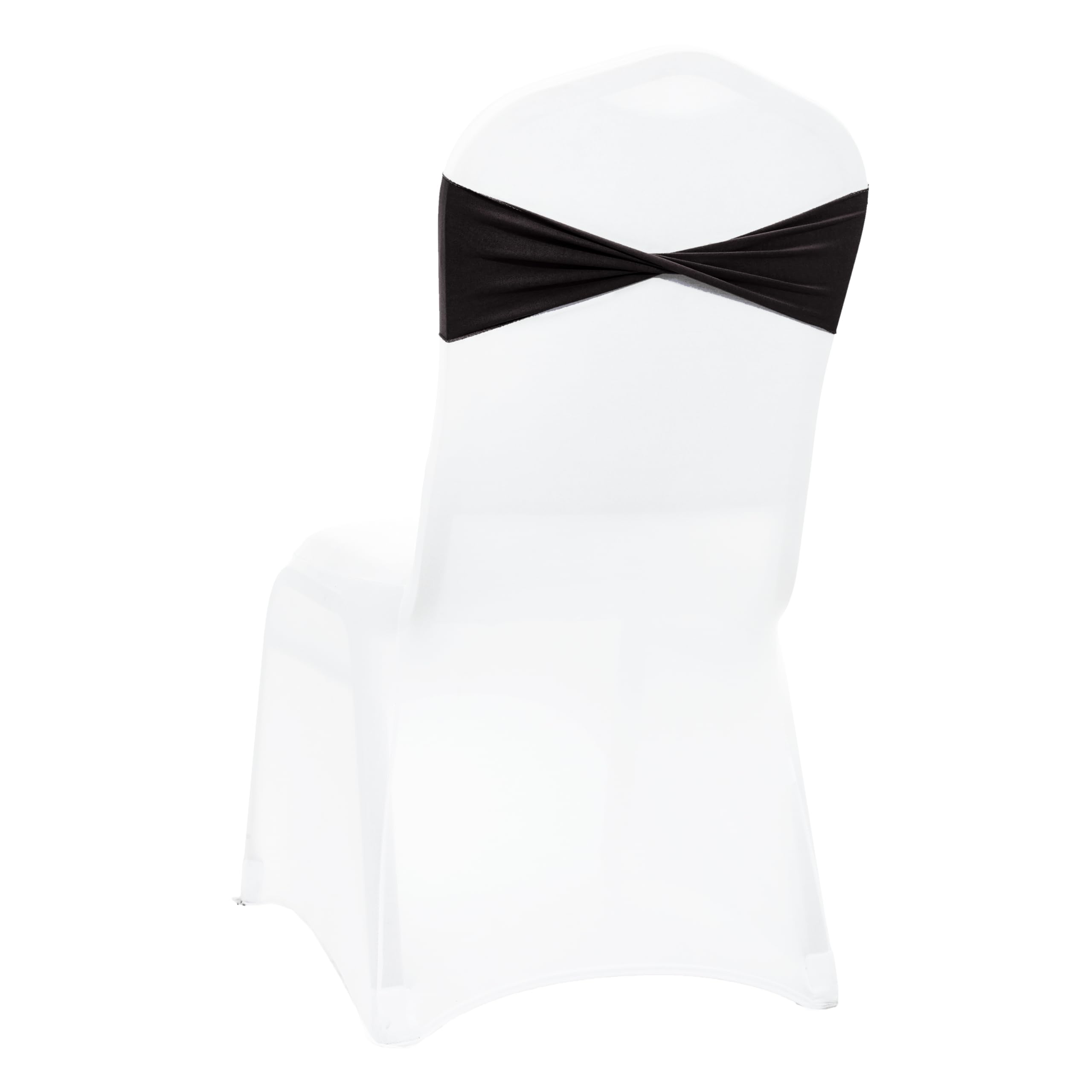 VDS Pack of 10 PCS | Black | Spandex Chair Sashes Bows Without Buckle | Stretch Elastic Banquet Universal Folding Chair Band Tie with for Wedding Party Conference Celebration Event Decoration