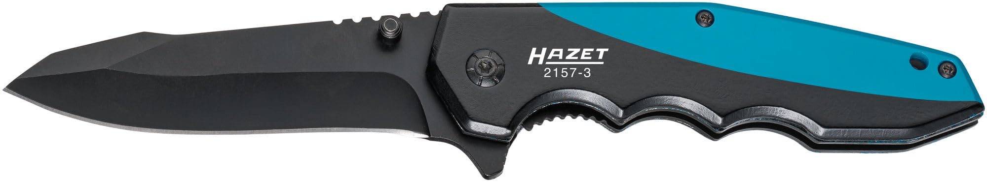 Hazet Klappmesser 2157-3 I Outdoor Taschenmesser mit hochwertiger Edelstahl-Klinge I Aluminium-Griff mit Fingermulden für den Einsatz in Werkstatt, Industrie oder Hobby