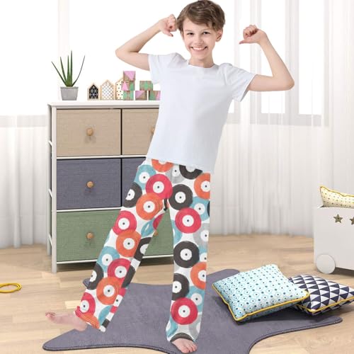 Boy's Pants Colorful Retro Musical Pattern Jogger Pants Elastic Waist Long Bottoms Trousers with Pockets 6-14 Years4