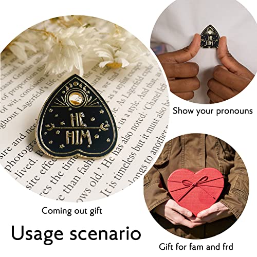 Image of LGBTQ Pronouns Heart Pin - Lgbtq Pins For Pride Parade, Daily Wear(Free 1pc Pride Sticker Included)