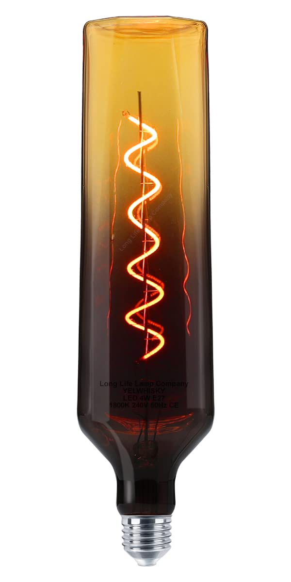 4w Coil LED Filament Light Bulb E27 Smoked Glass Decorative for Bar, Cafe, Home, Restaurant, Pendant Light, Wall Lamp YELWHISKY