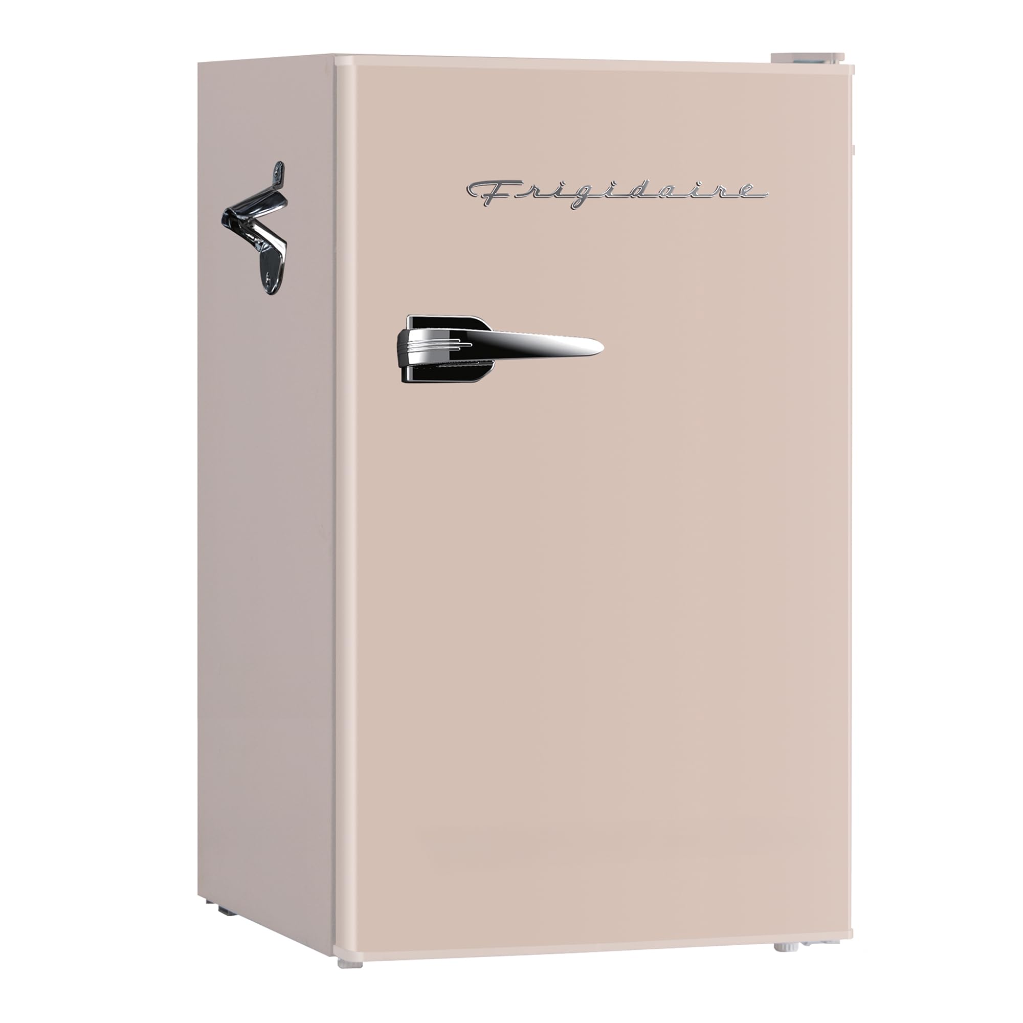 Frigidaire Retro Compact Fridge with Chiller, 3.2 cu ft Countertop Fridge with Built-In Bottle Opener, Compact Refrigerator for Office, Bedroom, Dorm Room or Cabin - 16.5" D x 19" W x 31" H (Coral)