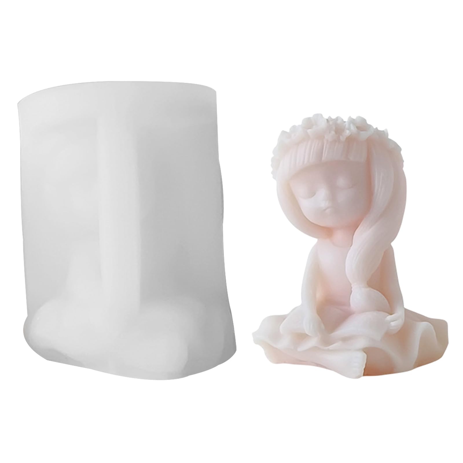 NEWFT Christmas Girl Decoration 3D Candle Mould Candle Epoxy Mold Handmade Wax Soap for Decorations