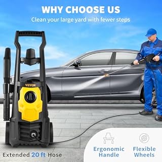 VEVOR Electric Power Washer, 2000 PSI, Max 1.65 GPM Pressure Washer w/ 30 ft Hose & Reel, 5 Quick Connect Nozzles, Foam Cannon, Portable to Clean Patios, Cars, Fences, Driveways, ETL Listed
