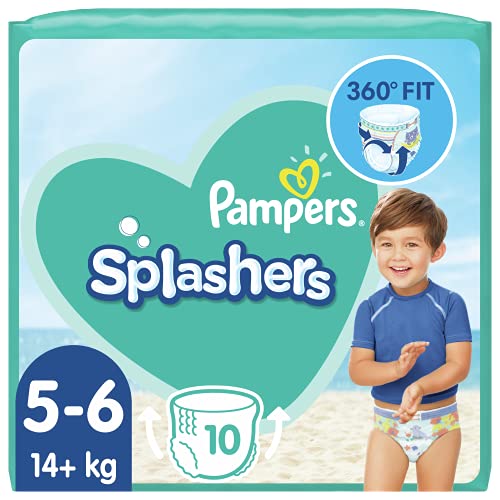 Pampers Pañales de bebé tamaño 5 (14+ kg/33 libras), pantalones de natación Splashers, 80 unidades, paquete de ahorro, no se hincha en el agua