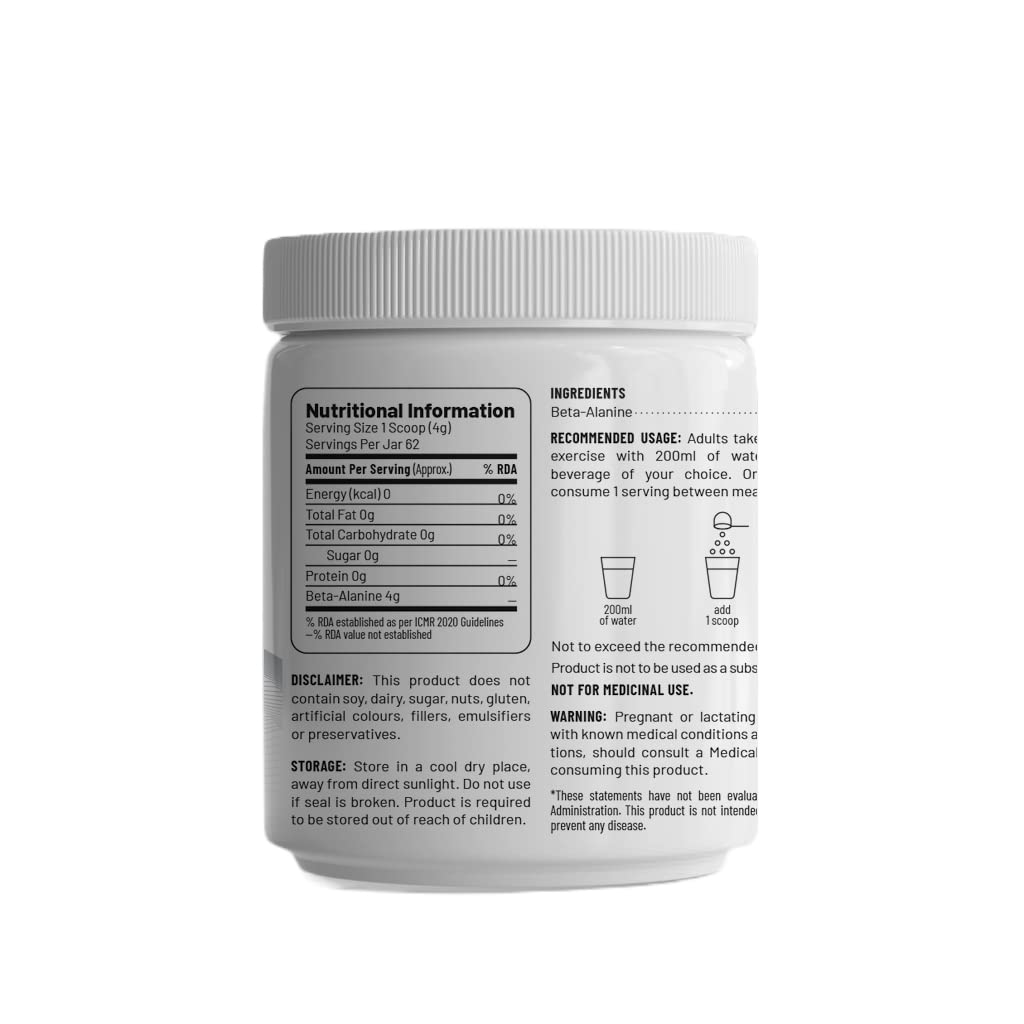 Integrated Beta-Alanin 4G | Display power energy endurance and muscle pH | Single component, tasteless and caffeine free exercise. 62 servings, 250 grams Integrated Beta-Alanin 4G | Display power energy endurance and muscle pH | Single component, tasteless and caffeine free exercise. 62 servings, 250 grams
