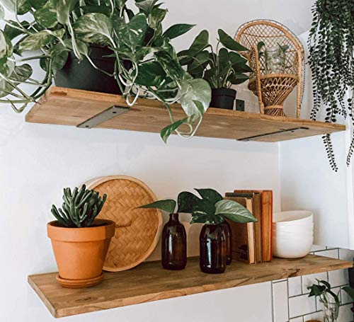 Diy Cartel Made In Usa Industrial Forged Steel Floating Shelf L/J Bracket - Heavy Duty Rustic Shelf Brackets - Raw Hot Rolled Steel/Metal - 2 Pack Wall Mounted Brackets (8" X 6" No Lip) #TOP2