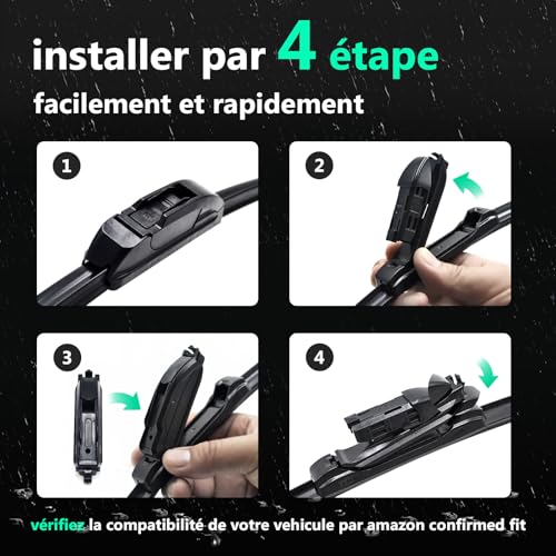 Balais d'essuie-glace TXDinfoz Pro haute performance avant