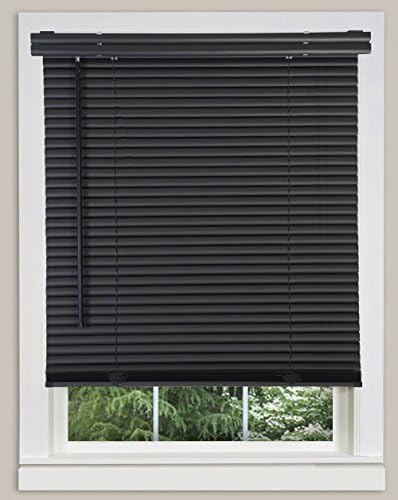 Cordless Window Blinds 1" Slats Light Filtering Vinyl Mini Blind - Black, 36" (Width) x 64" (Length)
