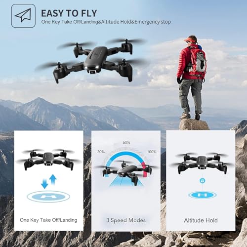Image of Amitasha Remote Control Camera Drone 4k 1080p Gesture Control Altitude Hold, Headless Mode 3D Flips, App Control, Trajectory Flight RC Drone with Camera for Kids & Adult