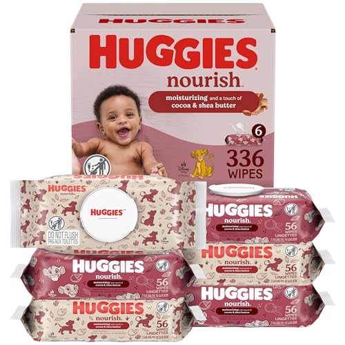 Image of Huggies Nourish Scented Baby Wipes, 6 Push Button Packs (336 Wipes Total)