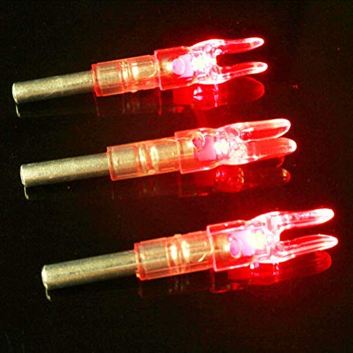 Encoches de Flèche Lumineuses 3 Pièces Chasse Tir Ajustement Arbre de Flèche de 6 2 Mm Arc Éclairé LED Queue de Lencoche de Flèche Rougeoyante Rouge