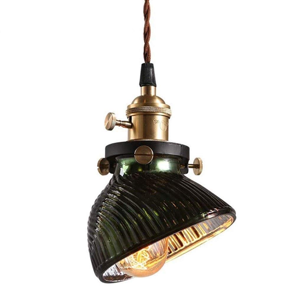 OUUED Industrial Simplicity 4.7" Mini-Pendant Light Adjustable Indoor Ceiling Hand Blown Glass Green Shade Kitchen Island Hanging Pendant Lamp Fixture for Dining Room, Living Bedroom, Bar Restaurant C