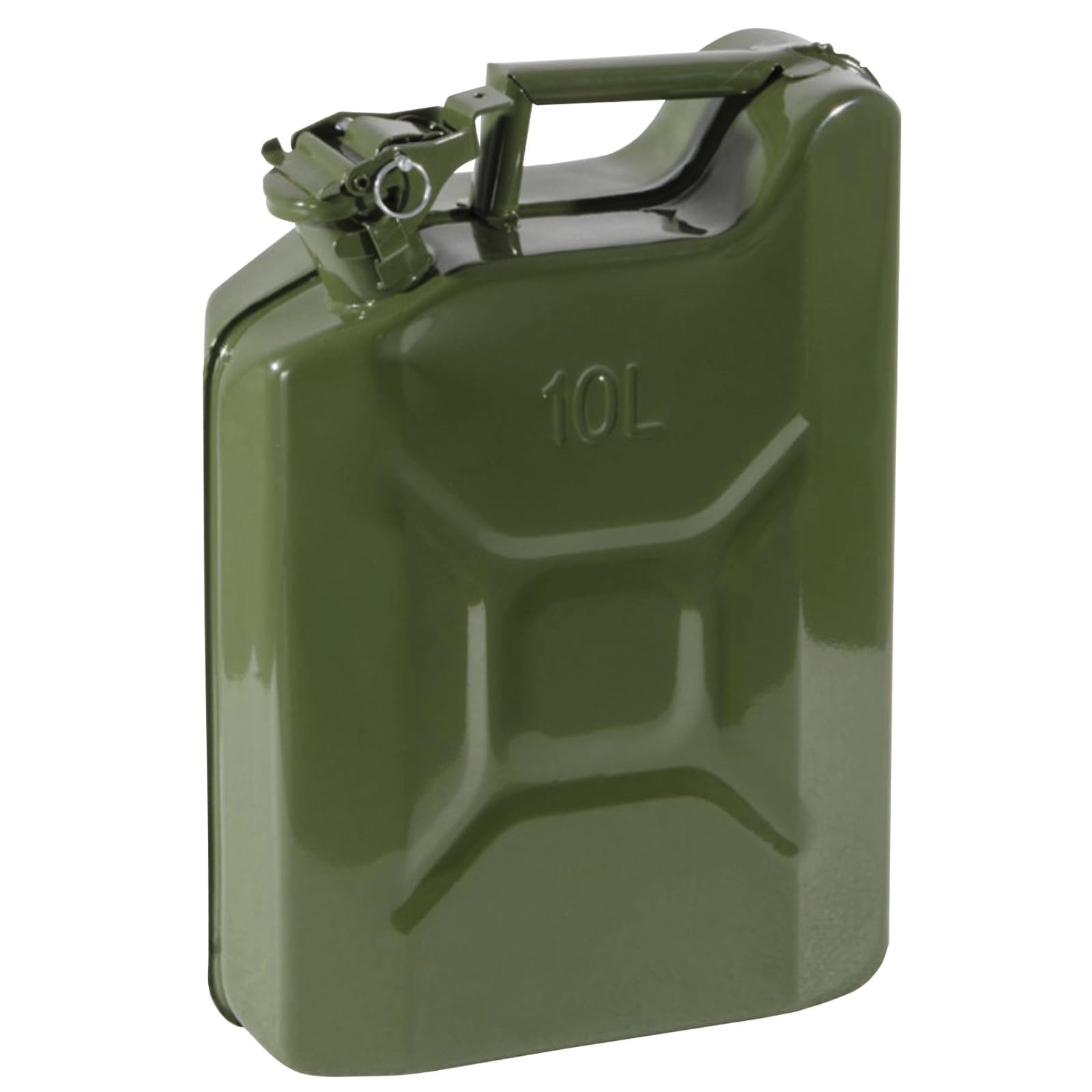 Tanica in Metallo Omologata UN 5/10/20 Litri per Carburante Benzina Colore Verde RAL 6003 Fornita Senza Boccaglio con Chiusura di Sicurezza (20 Litri)