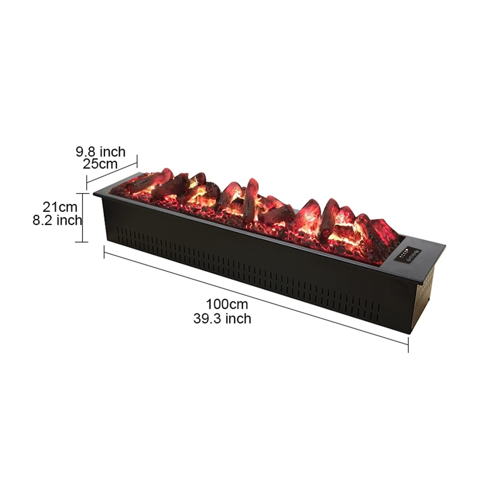 Elektryczny Kominek Wpuszczany Elektryczny Wkład Kominkowy, Elektryczny Kominek Z Symulacją Dekoracji Węgla Kłodowego, Energooszczędny Kominek Z Realistycznym Płomieniem Wystrój Domu.Charcoal-39.3 inc