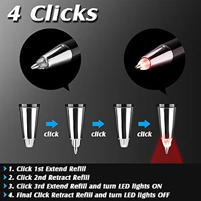 Zonon Lighted Tip Pen Flashlight Writing Ballpoint Pens LED Penlight Light Up with Bright White Light for Writing in the Dark, 3 Pieces