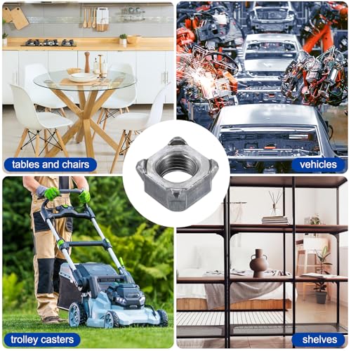 QUARKZMAN Schweißmuttern, M14 Square UNC Karbonstahl Maschinenschraube Grau 40 Stück