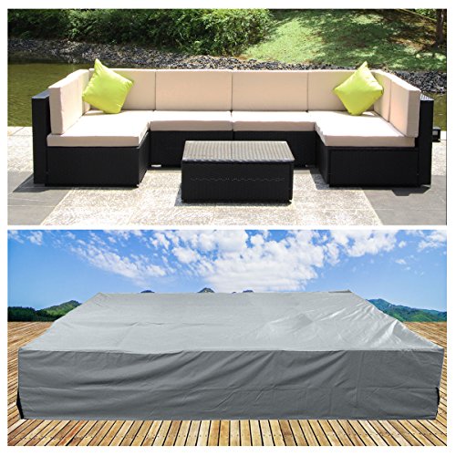 U-MAX Patio Table & Chair Set Cover - Premium Outdoor Furniture Cover,Durable and Water Resistant Fabric Cover(9.5'4.9'2.3', Grey)