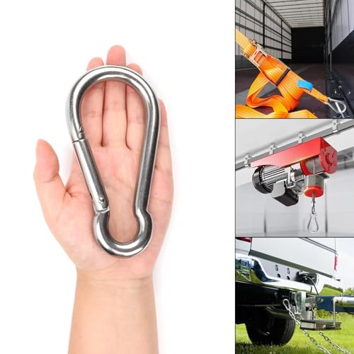 jwtyu 12x140mm Groß Karabinerhaken Edelstahl 2 Stück Edelstahl Karabiner karabinerhaken groß für Swing Lanyard DIY Zubehör Pulley Boot Camping Reisen Angeln