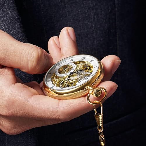 Reloj de bolsillo para hombre esqueleto el regalo perfecto con cadena de acero 4