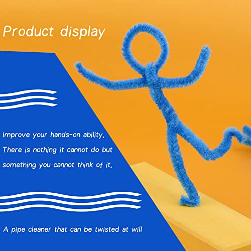 Image of 100 Pcs Pipe Cleaners Craft, Lake Blue Pipe Cleaners Bulk, Chenille Stem | Fuzzy Sticks Blue Pipe Cleaners for Crafts Festival Home Decorations