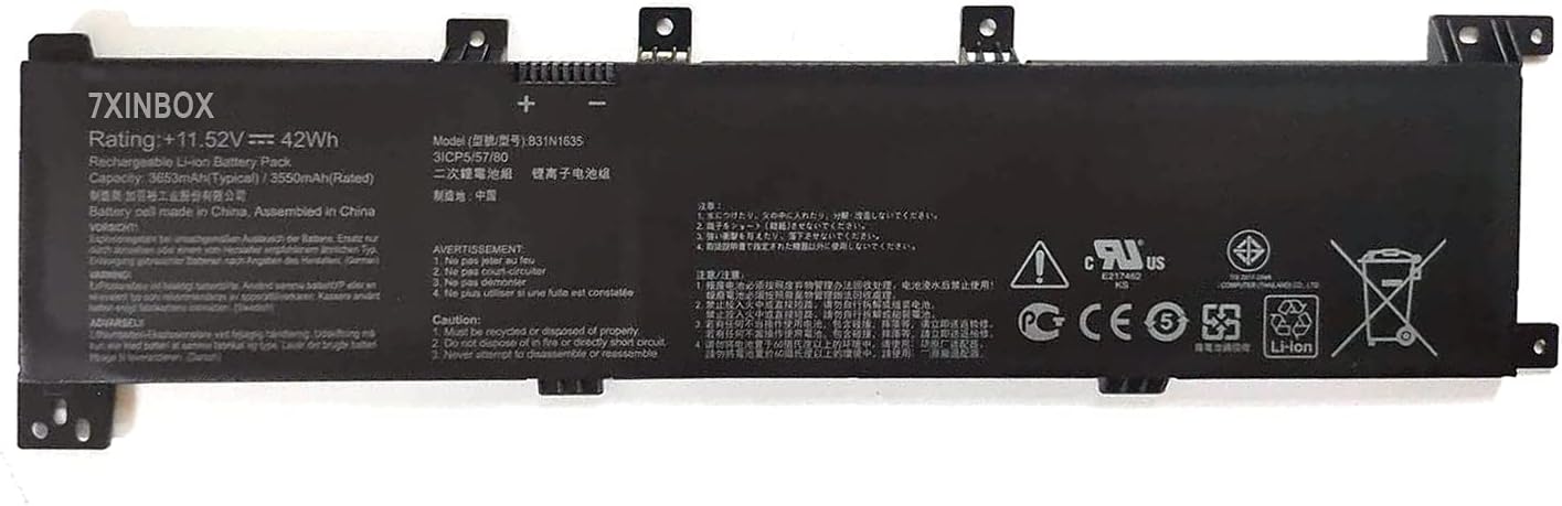11.52V 42Wh B31N1635 Replacement Laptop Battery for ASUS VivoBook 17 A705 A705U A705UQ X705 X705UA X705UB, Pro 17 N705UD N705UN