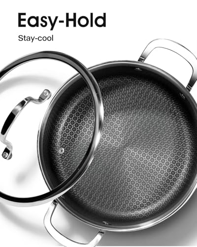 Image of USELUCK Nonstick 5-QT Saucepan with Glass Lid,Stainless Steel Pot