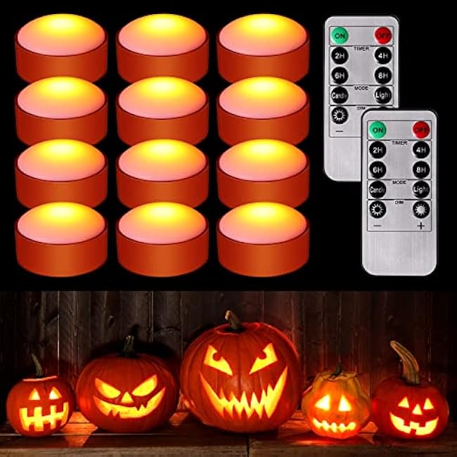 Riakrum 6 Pieces Pumpkin Lights with Remote and Timer, LED Pumpkin Lights Battery Operated Pat Jack O Lantern Bright Flameless Candles for Halloween Thanksgiving Party Decor(Orange)