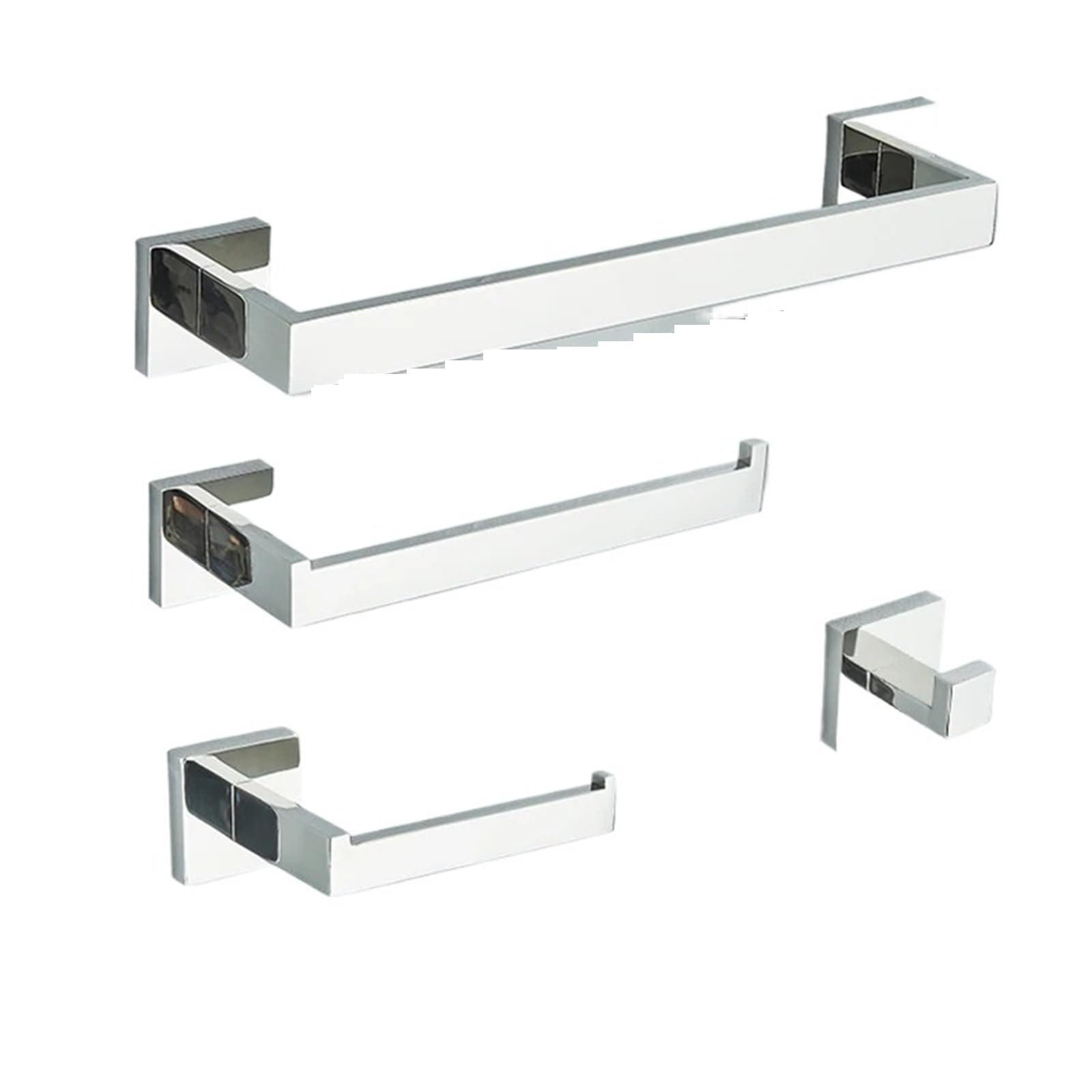 Paper Towel Holder 1pc Stainless Steel Wall Towel Bar Rail,Paper Holder And Hook Gold Bath Rack Hanger(Chrome Set 4PCS)
