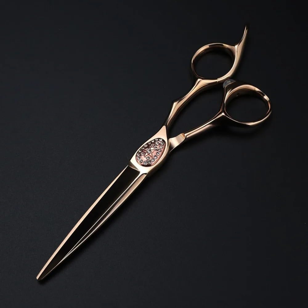 Forbici per Capelli, 6 Pollici, in Acciaio 440C, di Alta qualità, Oro Rosa, per Taglio, Barbiere, Sfoltire, Parrucchiere