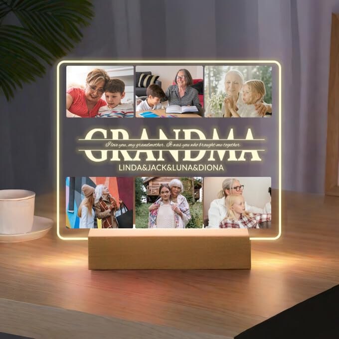 Personalized Acrylic Picture Frame Night Light with Photo with LED Color-changing Light for Women Men Couple Family Customizable Valentines Anniversary Birthday Gift