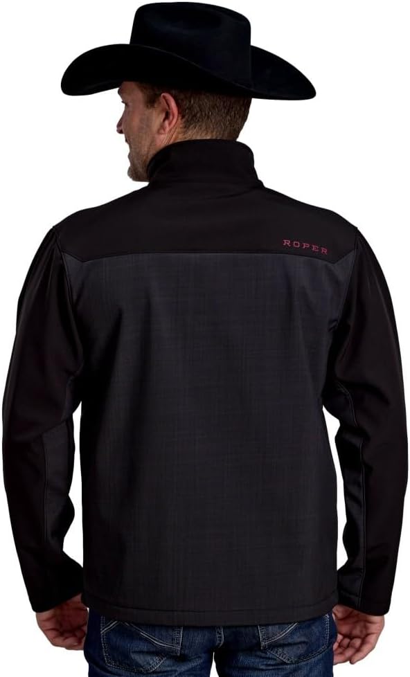 Gray Black Pieced Softshell Zipper Jacket by ROPER