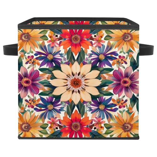 Boîte de rangement de qualité supérieure en tissu Oxford fleuri durable