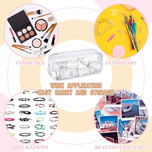 Image of Crtiin 60 Pcs Clear Pencil Pouch Bulk Makeup Cosmetic Bags for Women Large Capacity Box for Back to School Travel Toiletry Office Stationery(White)