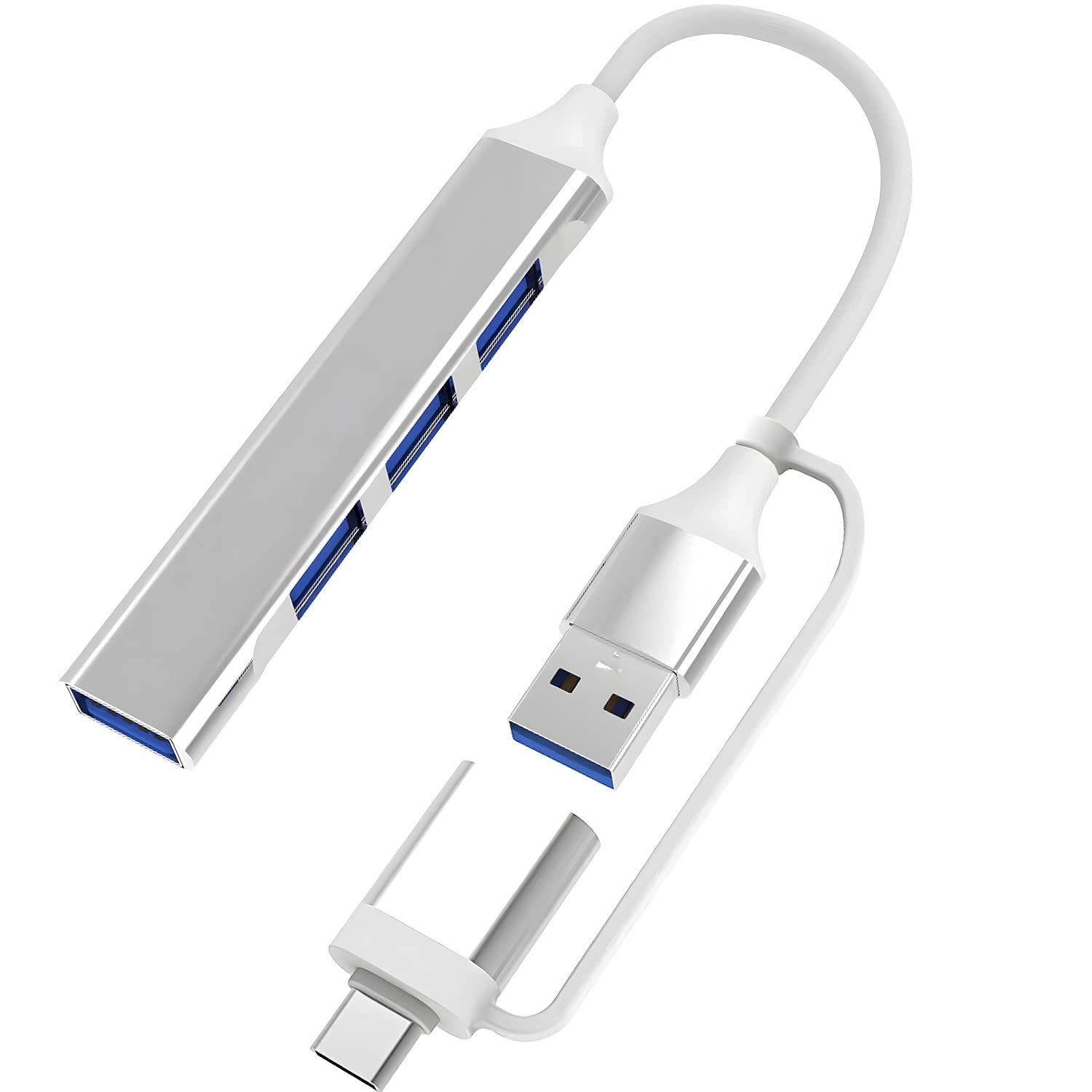 USB hub,Mini USB 3.0 Hub ortable Adapter High speed Expansion Multi USB Hub Splitter Lead Adapter Cable For PC Laptop,Desktop,XPS,Macbook,Surface Pro,USB Flash Drives,Mobile HDD (Sliver)