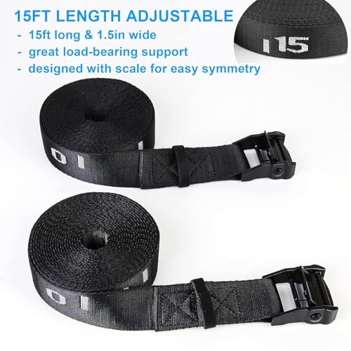 Image of Wood Gymnastic Rings Straps 15ft Adjustable with Number Support 1543lbs Gym Rings Straps for Home Gym Training Workout Fitness Pull Ups Full Body Suspension(One Pair)