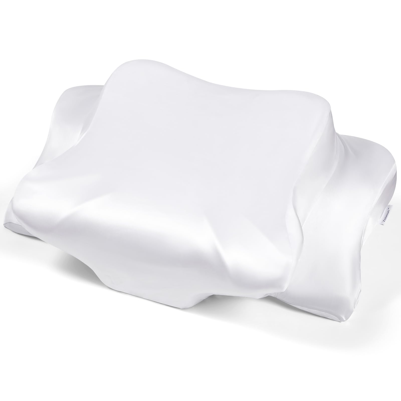 Satin Pillowcase for Cervical Pillows, (Cover Only) Fit for Orthopedic Neck Support Pillow, Silky Smooth Pillowcase Cover with Zipper Closure (White)