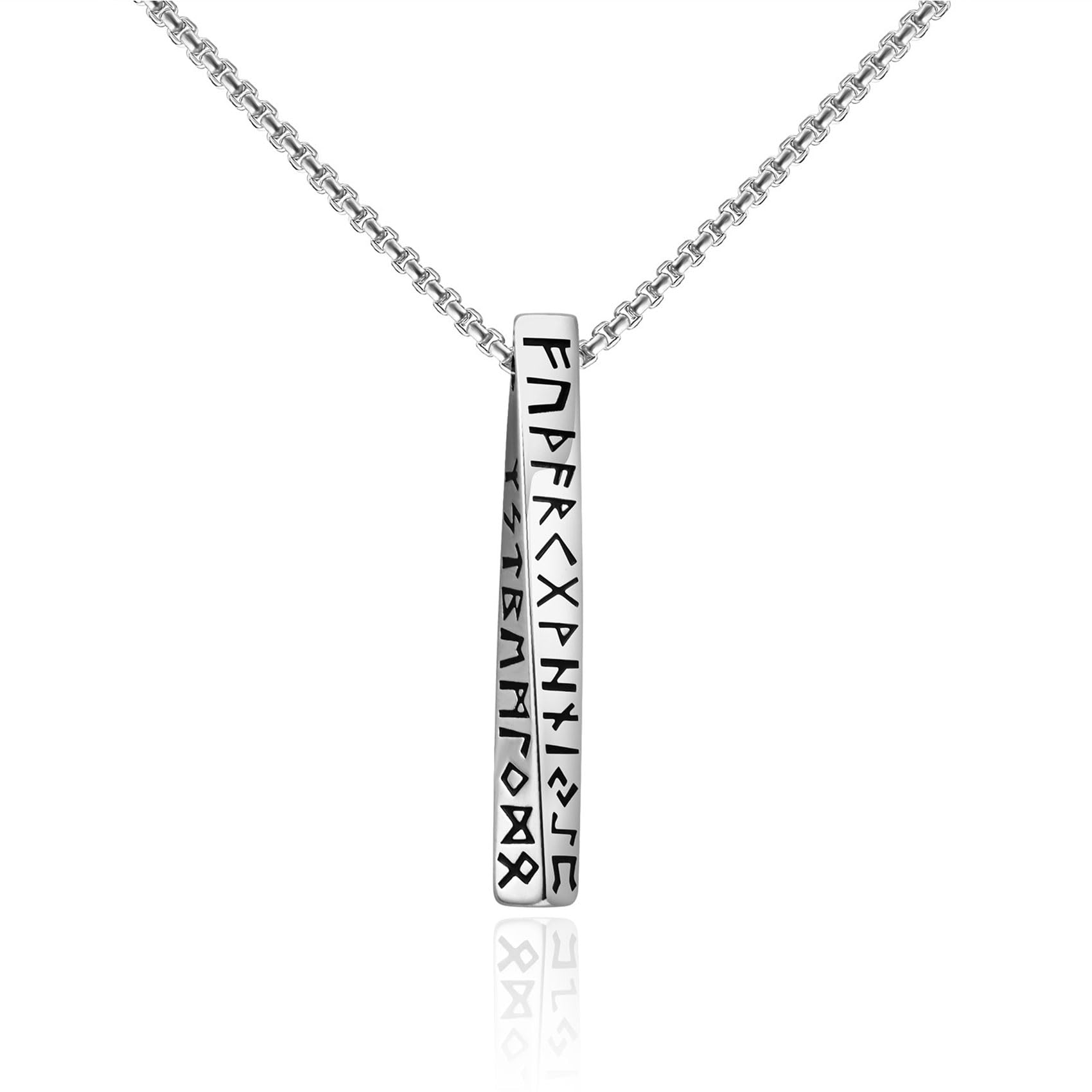 CERSLIMO Collar vikingo para hombre – Collar con colgante de barra de runas nórdicas/círculo, joyería de amuleto de talismán, collar de runas vikingas de acero inoxidable para hombres y mujeres