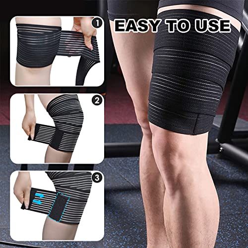 2Pcs Knee Wraps For Leg Calf Thigh Extra Long Elastic All Purpose Support Wrap Brace Compression Bandage For Pain Relief Weightlifting Powerlifting Squats (71In, Black, 2) #TOP6